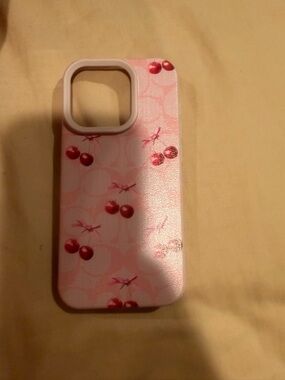 Pink Cherry Pattern Phone Case - Brand Unspecified
